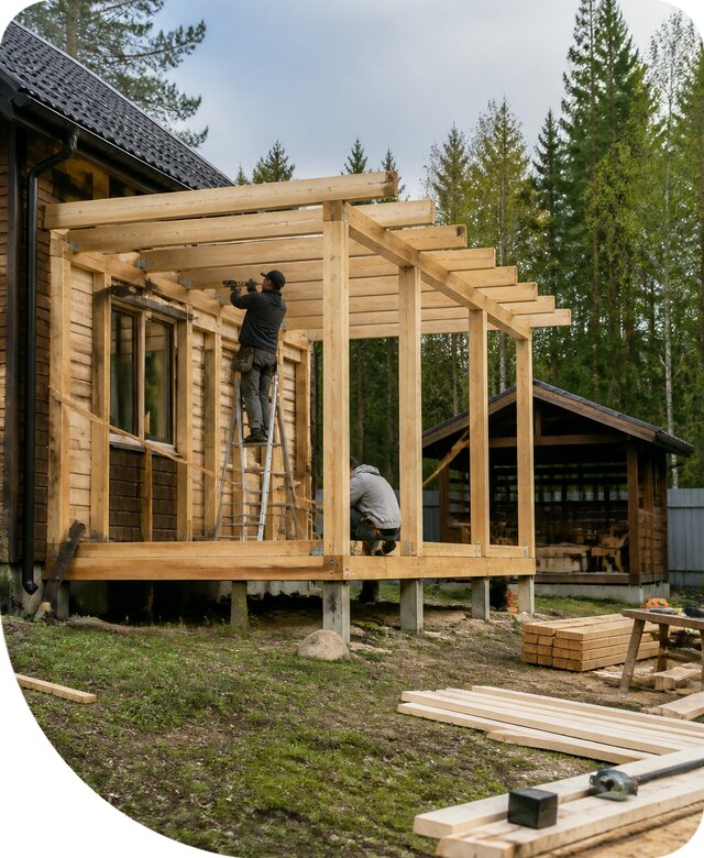 Строительство пристроек и построек на участке в Юбилейном