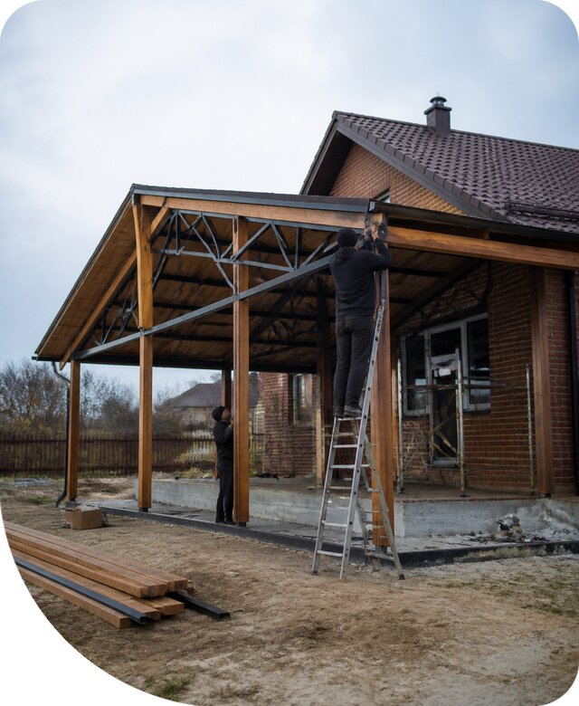 Пристройка навеса к дому и участку в Юбилейном под ключ